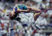 Clare Look-Jaeger USA clears the bar in the high jump discipline W- Old Photo