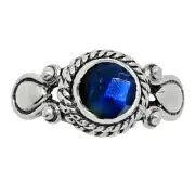 Natural Blue Labradorite Checker 925 Sterling Silver Ring s.6 Jewelry R-1345