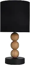 Lexi Lighting Cara Table Lamp, Black/Timber, E14 Lamp Holder, Cozy and Delightful, Overall 12.2" Height, Natural Timber Ball Base, Perfect for Bedside or Bedroom Decor