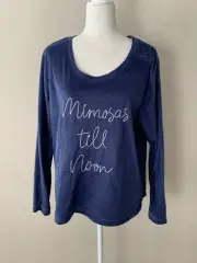 NWT! Hue Women Sz XL Velour Long Sleeves Crew Neck Pajama Top Mimosas Till Noon