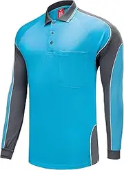 [BIG BEE] Hi Vis Polo Work Shirt, Contrast Long Sleeve