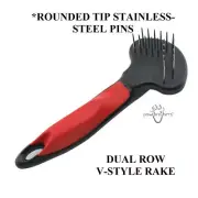 Pet Dog V-STYLE RAKE 2-ROW PIN MAT PICKER COAT DEMATTING TOOL Detangles Dematter