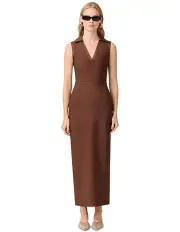 [Curaae by Elliatt] Khloe Crepe Knit Midi Dress in Brown