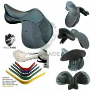 WILDRACE Leather jumping saddle, changeable gullets saddle