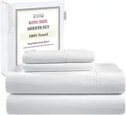 Tencel Lyocell Sheet Set, King Sheets Set, Cooling Sheets for Hot Sleepers, King Sheets Softer Than Silk Sheets, Sheets King Size, or Linen Sheets,Tencel Sheets for King Size Bed, White Bed Sheets