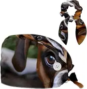 [YTYVAGT] Scrub Caps Women,Scrub Hats Suitable for Women,Boxer Dog on The Grass