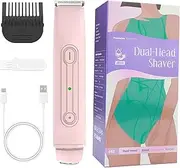 JIEBWCHA Bikini Shaver, Waterproof Pubic Hair Trimmer, Rechargeable Portable Hair Removal Device with Double Head for Arm Travel Underarms Legs Bikini