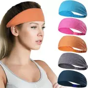 Men Women Sports Headbands Moisture Wicking Sweat Band Elastic Wide Hair Bands