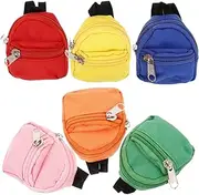 [KOMBIUDA] 6pcs Small School Bag Doll Canvas Backpack Mini Bag Backpacks Mini Zipper Backpack Keychain Cute Backpack Miniature Tiny Backpack Mini Backpack Mini House Bag Polyester