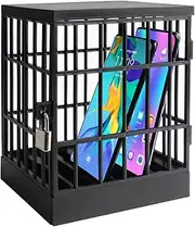 Sturdy Cell Block Cell Phone Jail with Lock and Keys,Smartphone Stand Holders Classroom Home Table Office Storage Gadget -Family Time, Party Fun Novelty Gift Idea (Black)