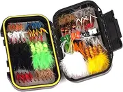 TWUROTI 64/108pcs Fly Fishing Flies Assortment Kit for Trout Bass, Dry Wet Nymph Streamer Popper Flies with Waterproof Fly Box