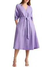 [David Lawrence] Astra Linen Dress in Periwinkle