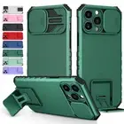 For iPhone 16 15 14 Pro Max 13 12 11 Plus Camera Slide Hybrid Stand Case Cover