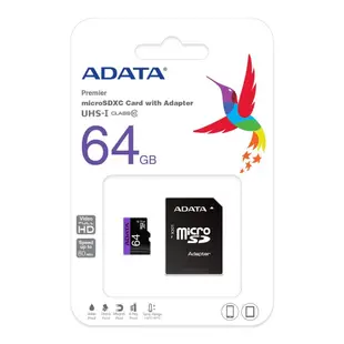 ADATA威剛 Micro SDXC 64G UHS-I/class10 SD卡/高速/記憶卡/原價屋