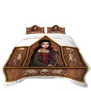Dark Art Memento Mori Beautiful Maiden and Skeletons Coverlet