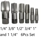 NEW 6 Piece NPT Taper Pipe Tap Set 1/4" 3/8" 1/2" 3/4" 1" and 1 1/4" Full Set