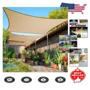 Elegant Rectangle 12' x 16' Shade Sail - Sand Beige UV Protection for Outdoors