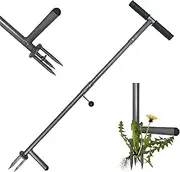 NOUSEG 39"/42" Stand Up Weeder Hand Tool - Weed Puller Tool - Long Handle 3 Claws Manual Weeding Tool for Elderly & Gardeners - Stainless Steel Root Extractor Without Bending