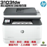 在飛比找Yahoo!奇摩拍賣優惠-HP 惠普 LaserJet Pro MFP 3103fdw