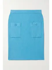 [Oscar de la Renta] Oscar de la Renta - Ribbed Silk-blend Mini Skirt - Azure - x large x large Blue