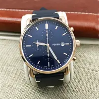 在飛比找iOPEN Mall優惠-FOSSIL手錶 富思男生手錶 酷炫藍商務休閒石英錶 三眼計