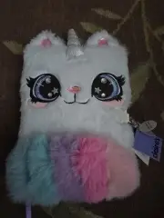 Glimmer Plush Unicorn Diary Journal Lock & Keys Claire’s New Super Cute