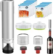 Handheld Vacuum Sealer for Food, Portable Wireless Food Vacuum Sealer Machine with 14 Reusable Vacuum Seal Bags,16 Wide Jar and 2 Wine Bottle for Save and Storage