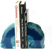 Book Ends Teal Agate Bookends for Shelves Decorative Geode Bookends to Hold Book