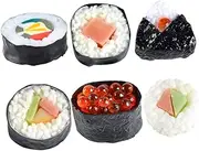 KOMBIUDA Japanese Sushi Model Props 6pcs Fake Sushi Toy Set Simulation Rice for Display and Decor