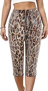 [Novia's Choice] Leopard Print Capri Leggings Long Shorts for Women Stretchy High Waisted Knee Length Workout Yoga Pants