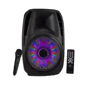 15 Inch Portable Bluetooth Speaker with Sound/Volume Reactive Lights, Black
