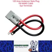 1 x 120amp Anderson Style Plug With 1 Meter 6AWG Cable with Eye Terminals