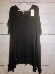 Melrose Chic Plus-size Black Tunic Lace Trim Sharkbite Hem Sz 4X