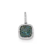 14k White Gold Diamond & Pav‚ Blue Diamond Pendant