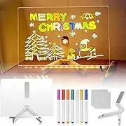 Doodle Glow, LED Note Board with Colors, Creative Light up Magic Board for Kids, Transparent Acrylic Dry Erase Board, Glow Message Pad, with Multifunctional AngleAdjustable Stand (L)