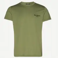 在飛比找蝦皮購物優惠-全新真品Balmain 綠色品牌刺繡 男T恤 上衣