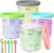 [Xialvyu] Set of 4 Creami Containers for Ninja Creami Deluxe, Ice Cream Pints Cup with 5 Spoons Ice Maker Creami Accessories for Ninja Ice Cream Maker NC301EU, NC300EU NC299AMZ Series