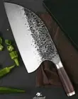 Handmade Butcher Knife Forged Hammered Steel Wood Handle Chef Cleaver Slicing L