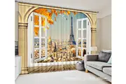 3D Paris Scenery 1033 Curtains Drapes