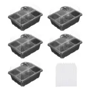 12 Pack 6 Cell Seeding Starting Trays Kit for Greenhouse Planting, Black