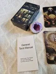 Plated Crystal Geode & Golden Journey Tarot Card Set, Mysterious, Divination