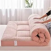 Japanese Futon Mattress, Foldable Portable Camping Mattress, Easy Storage, Breathable Fabric Sofa, Full Size (Pink, 90x200cm)(Pink,150x200cm)