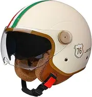 Motorcycle Half Helmet,DOT/ECE Approved,Retro 3/4 Open Face Motorcycle Half Helmet with Double Sun Visor,Vintage Scooter Moped Helmets for Adult Women and Men