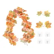 2Pcs Fall Maple Leaf Garland,5.9Ft Artificial Garland Decor Green/Yellow/Orange