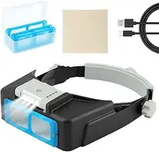 Headband Magnifier with Led Light,Rechargeable Head Mount Magnifier 1.5X to 3.5X,Magnifying Glasses for Close Work,Jewelers Magnifying Glasses Headset Magnifier for Close Work(COLOR:black)