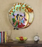 Metal Radha Krishna on Swing Wall Art (22X3X20 inch)