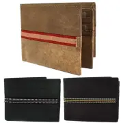 Mens Stoned Washed Effect Leather Tri-Fold Wallet by St James Quality Credit ...