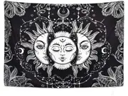 Psychedelic Sun and Moon Tapestry (Black and White)