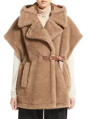 [Max Mara] Max Mara-Cappa Gilet In Tessuto Teddy-Donna S/M