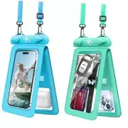 Waterproof Phone Pouch 2 Pack, Cell Phone Waterproof Pouch Double Blue&Green